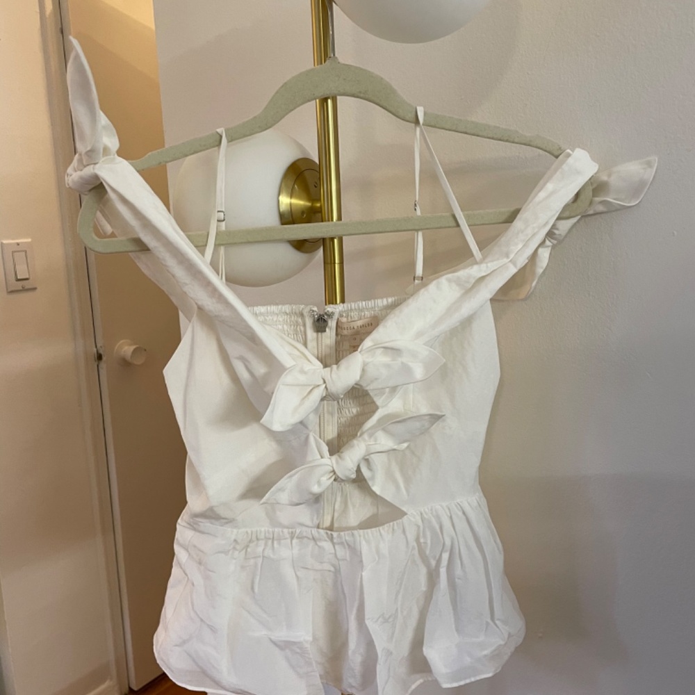 Rebecca Taylor milk maid bow tie blouse top